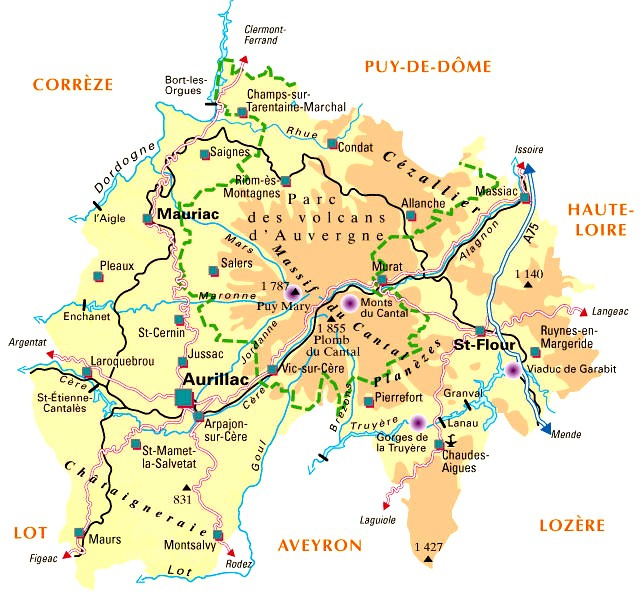 Carte du département n° 15 ( Cantal )